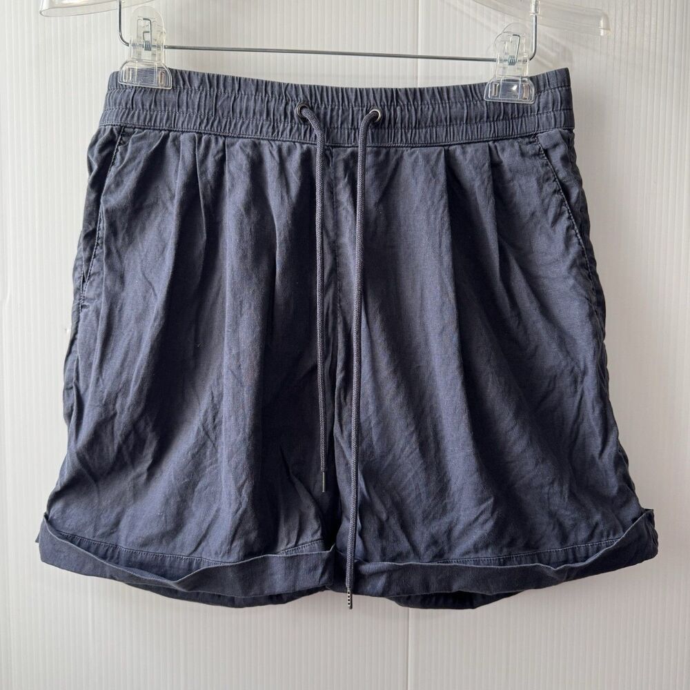 James Perse Drawstring Shorts Women’s Sz 1 Black Linen Blend